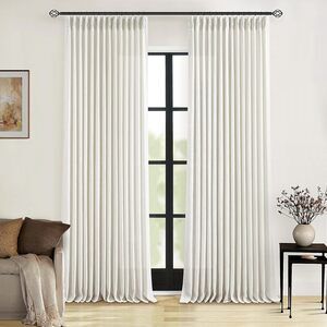 TWODRAPES 92x40 Linen Pinch Pleat Curtains Natural Light Filtering 2 Panels